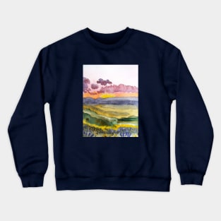 sunset field of wildflowers Crewneck Sweatshirt